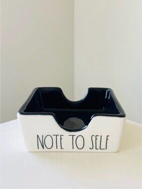 Brand NEW w/ Tags Rae Dunn Creamic NOTES TO SELF Post-it Office Holder organizer